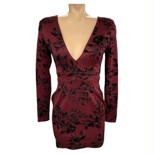Windsor Burgundy Floral Dress Size XS